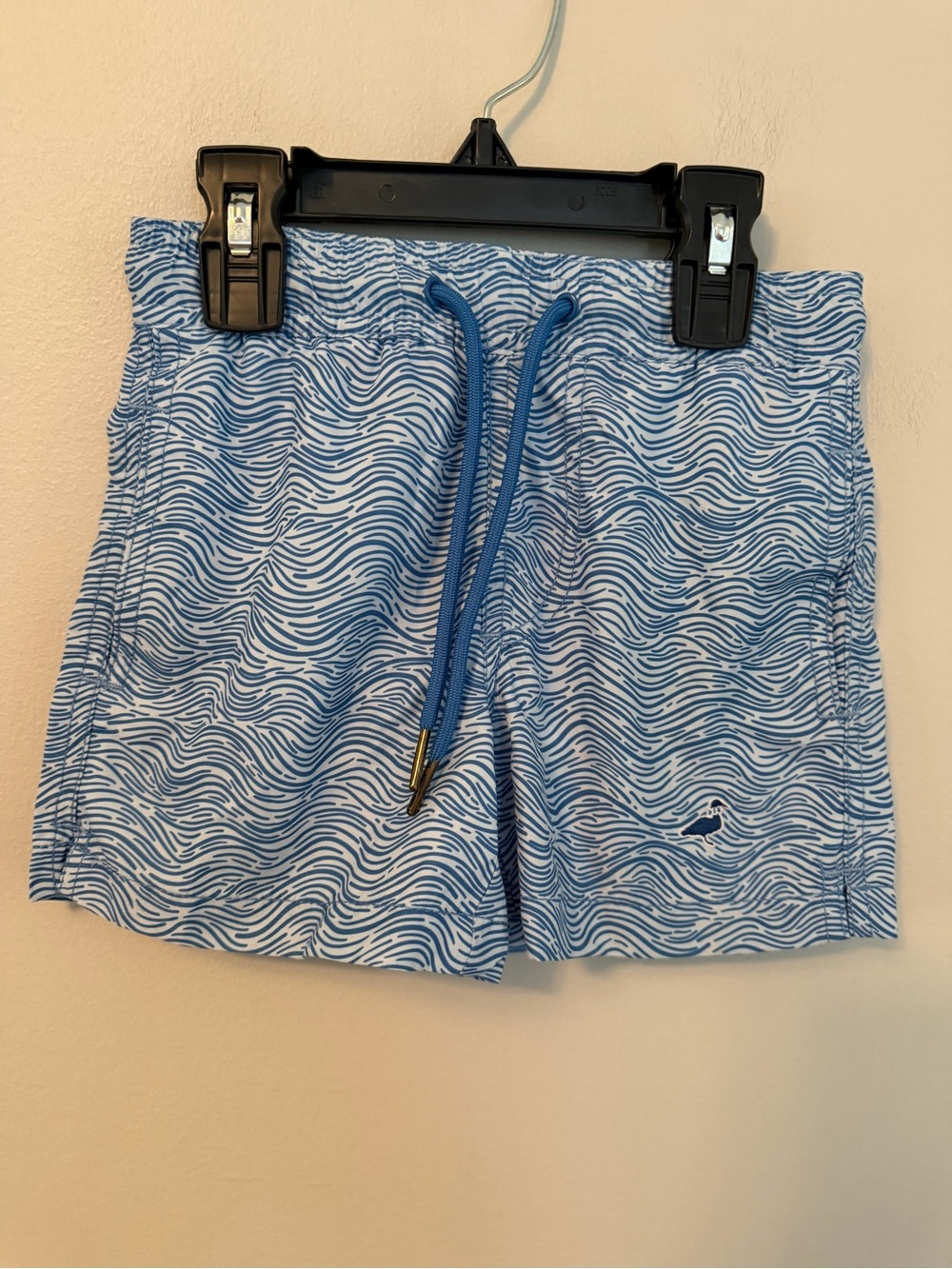 Properly Tied Blue Wave Print Swim Trunks